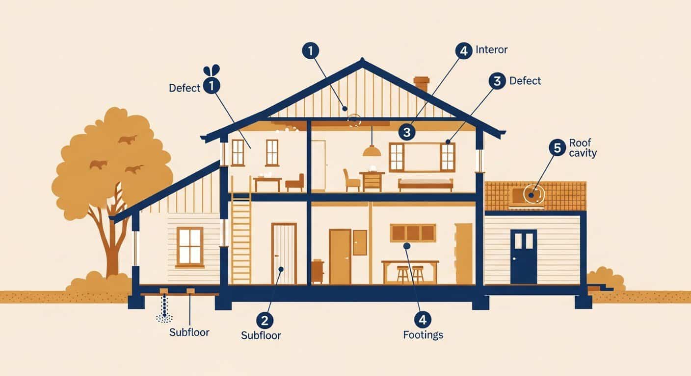 Cross-section of a tree house showing structural elements and common issues.