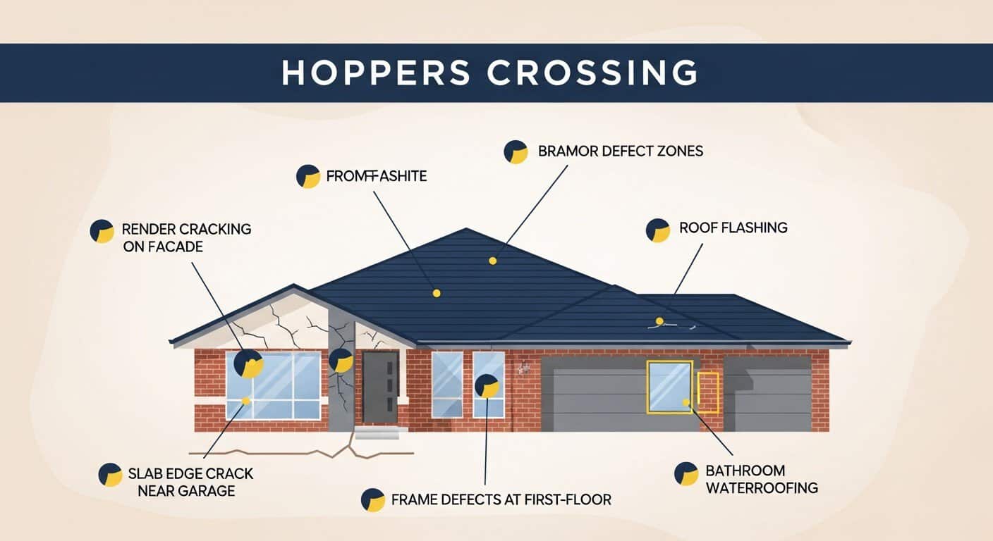 Defect checklist specific to homes in Hoppers Crossing Melbourne — render cracking, slab heave, frame defects
