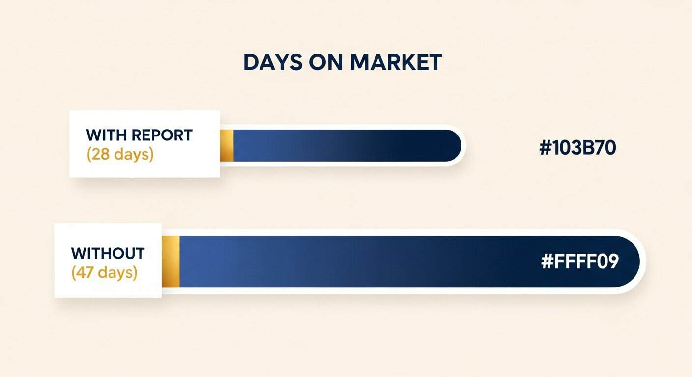 Days-on-market chart — listed-with-report versus listed-without