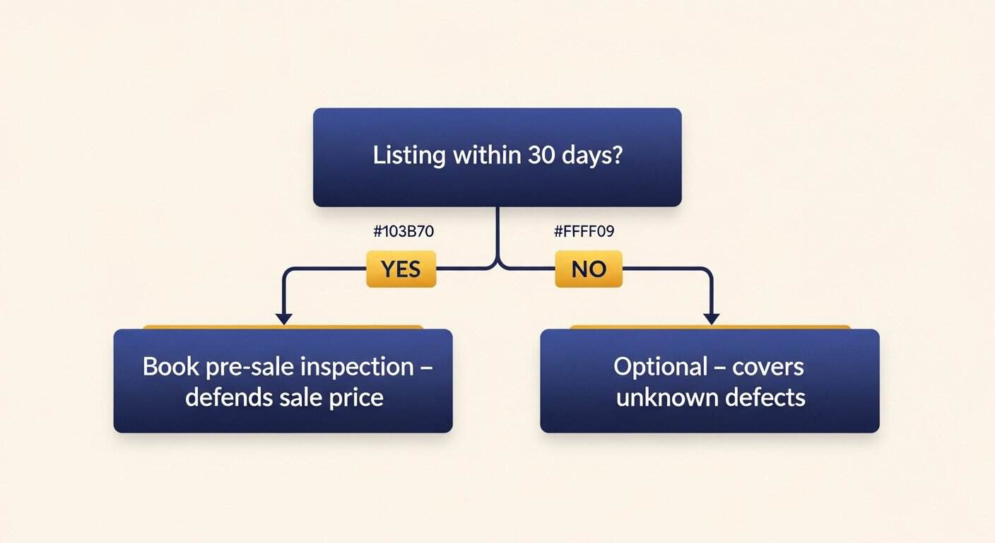 Decision flow showing when a pre-sale inspection pays for itself versus when to skip