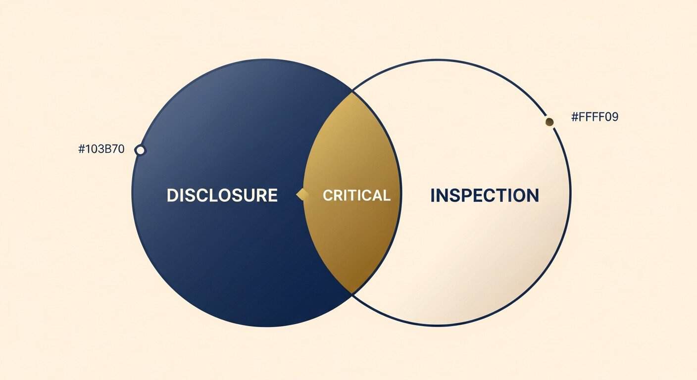 Coverage Venn diagram — vendor disclosure vs pre-sale inspection